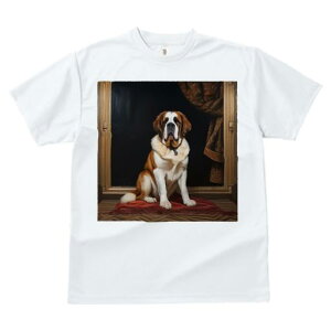 Tシャツ レディース 犬ファン 半袖 春夏 犬柄 プリント カジュアル かわいい 人間用 フィットネス ダンス 絵画 セントバーナード 額縁 絨毯