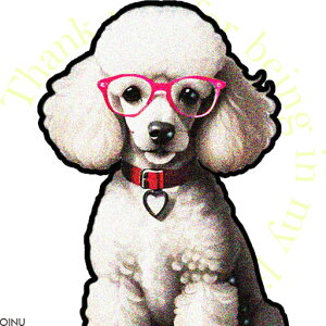 メガネ プードル 首輪 ハート型のタグ クッションカバー 45×45cm アニマル柄 おしゃれ 可愛い クッション本体付き 正方形 犬ファン