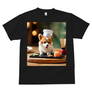 Tシャツ レディース 犬ファン 半袖 春夏 犬柄 プリント カジュアル かわいい 人間用 フィットネス ダンス 寿司 コーギー シェフの帽子 箸
