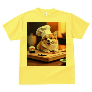 Tシャツ メンズ キッズ 犬ファン 半袖 春夏 犬柄 プリント カジュアル かわいい 人間用 フィットネス ダンス 寿司 コーギー 料理 シェフの帽子 箸