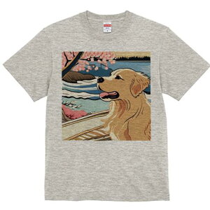 Tシャツ メンズ キッズ 犬ファン 半袖 春夏 犬柄 プリント カジュアル かわいい 人間用 フィットネス ダンス 桜 ゴールデンレトリバー 風景 日本画