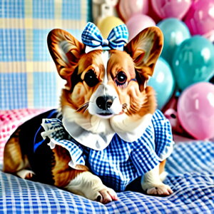 風船 コーギー チェック柄 クッションカバー 45×45cm アニマル柄 おしゃれ 可愛い クッション本体付き 正方形 犬ファン