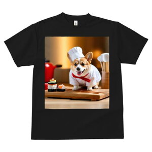 コーギー Tシャツ レディース 犬ファン 半袖 春夏 犬柄 プリント カジュアル かわいい 人間用 個性派 ここだけのデザイン 面白 寿司 コーギー シェフの帽子 コックコート 箸