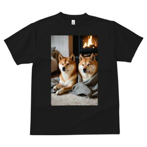 柴犬 Tシャツ レディース 犬ファン 半袖 春夏 犬柄 プリント カジュアル かわいい 人間用 個性派 ここだけのデザイン 面白 暖炉 柴犬 ブランケット