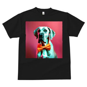グレートデーン Tシャツ レディース 犬ファン 半袖 春夏 犬柄 プリント カジュアル かわいい 人間用 個性派 ここだけのデザイン 面白 蝶ネクタイ グレートデーン