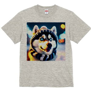 シベリアンハスキー Tシャツ レディース 犬ファン 半袖 春夏 犬柄 プリント カジュアル かわいい 人間用 個性派 ここだけのデザイン 面白 帽子 シベリアンハスキー スカーフ 冬 雪