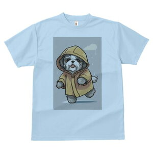 シーズー Tシャツ レディース 犬ファン 半袖 春夏 犬柄 プリント カジュアル かわいい 人間用 個性派 ここだけのデザイン 面白 雨 シーズー レインコート 雲