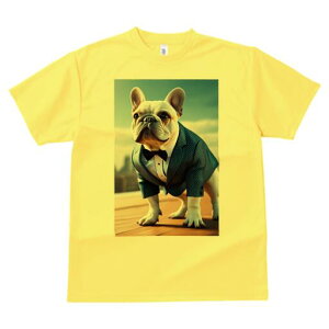 フレンチブルドッグ Tシャツ レディース 犬ファン 半袖 春夏 犬柄 プリント カジュアル かわいい 人間用 個性派 ここだけのデザイン 面白 スーツ フレンチブルドッグ 蝶ネクタイ