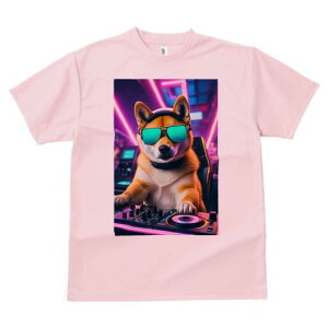 柴犬 Tシャツ レディース 犬ファン 半袖 春夏 犬柄 プリント カジュアル かわいい 人間用 個性派 ここだけのデザイン 面白 DJ 柴犬 ヘッドホン サングラス ネオン