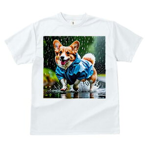 コーギー Tシャツ レディース 犬ファン 半袖 春夏 犬柄 プリント カジュアル かわいい 人間用 個性派 ここだけのデザイン 面白 雨 コーギー レインコート