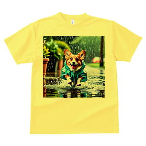 コーギー Tシャツ レディース 犬ファン 半袖 春夏 犬柄 プリント カジュアル かわいい 人間用 個性派 ここだけのデザイン 面白 雨 コーギー 水たまり レインコート