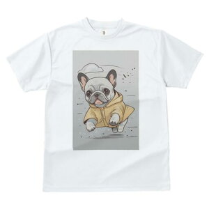 フレンチブルドッグ Tシャツ レディース 犬ファン 半袖 春夏 犬柄 プリント カジュアル かわいい 人間用 個性派 ここだけのデザイン 面白 雲 フレンチブルドッグ レインコート