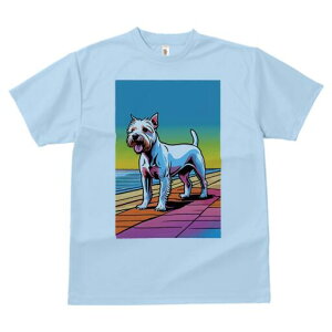 ウエストハイランドホワイトテリア Tシャツ レディース 犬ファン 半袖 春夏 犬柄 プリント カジュアル かわいい 人間用 個性派 ここだけのデザイン 面白 海 ウエストハイランドホワイトテリ