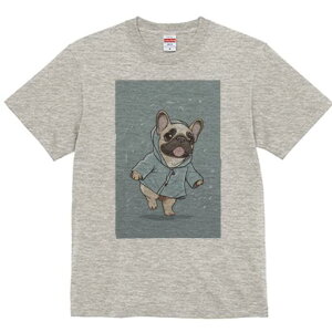 フレンチブルドッグ Tシャツ レディース 犬ファン 半袖 春夏 犬柄 プリント カジュアル かわいい 人間用 個性派 ここだけのデザイン 面白 レインコート フレンチブルドッグ 雨