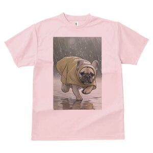 フレンチブルドッグ Tシャツ レディース 犬ファン 半袖 春夏 犬柄 プリント カジュアル かわいい 人間用 個性派 ここだけのデザイン 面白 雨 フレンチブルドッグ レインコート