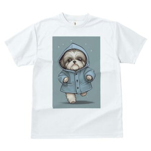 シーズー Tシャツ レディース 犬ファン 半袖 春夏 犬柄 プリント カジュアル かわいい 人間用 個性派 ここだけのデザイン 面白 レインコート シーズー フード