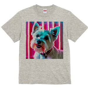 ウエストハイランドホワイトテリア Tシャツ レディース 犬ファン 半袖 春夏 犬柄 プリント カジュアル かわいい 人間用 個性派 ここだけのデザイン 面白 ネオン ウエストハイランドホワイト