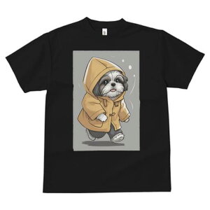 シーズー Tシャツ レディース 犬ファン 半袖 春夏 犬柄 プリント カジュアル かわいい 人間用 個性派 ここだけのデザイン 面白 レインコート シーズー フード