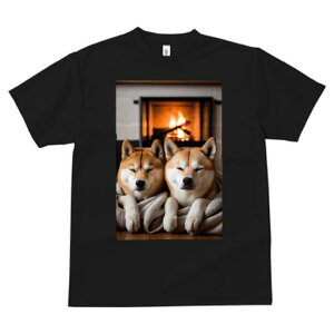 柴犬 Tシャツ レディース 犬ファン 半袖 春夏 犬柄 プリント カジュアル かわいい 人間用 個性派 ここだけのデザイン 面白 暖炉 柴犬 毛布 冬 癒し