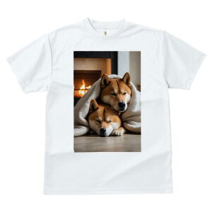 柴犬 Tシャツ レディース 犬ファン 半袖 春夏 犬柄 プリント カジュアル かわいい 人間用 個性派 ここだけのデザイン 面白 暖炉 柴犬 毛布 暖かい 癒し