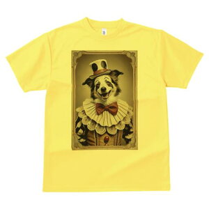 ボーダーコリー Tシャツ レディース 犬ファン 半袖 春夏 犬柄 プリント カジュアル かわいい 人間用 個性派 ここだけのデザイン 面白 ピエロ ボーダーコリー 帽子 蝶ネクタイ 衣装