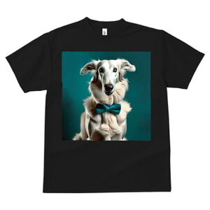 ボルゾイ Tシャツ レディース 犬ファン 半袖 春夏 犬柄 プリント カジュアル かわいい 人間用 個性派 ここだけのデザイン 面白 蝶ネクタイ ボルゾイ