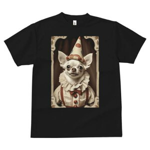 チワワ Tシャツ レディース 犬ファン 半袖 春夏 犬柄 プリント カジュアル かわいい 人間用 個性派 ここだけのデザイン 面白 ピエロ チワワ サーカス 帽子 衣装