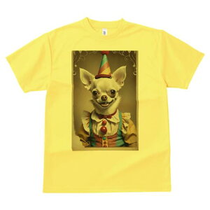 チワワ Tシャツ レディース 犬ファン 半袖 春夏 犬柄 プリント カジュアル かわいい 人間用 個性派 ここだけのデザイン 面白 ピエロ チワワ サーカス 帽子 衣装