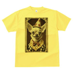 チワワ Tシャツ レディース 犬ファン 半袖 春夏 犬柄 プリント カジュアル かわいい 人間用 個性派 ここだけのデザイン 面白 ピエロ チワワ サーカス 帽子 衣装