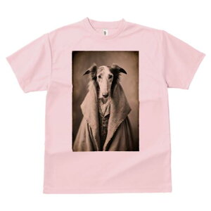 ボルゾイ Tシャツ レディース 犬ファン 半袖 春夏 犬柄 プリント カジュアル かわいい 人間用 個性派 ここだけのデザイン 面白 アンティーク ボルゾイ レトロ ヴィンテージ セピア