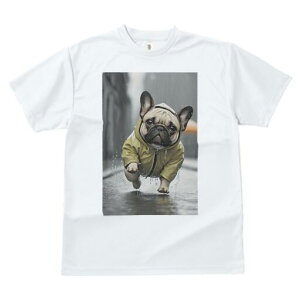 フレンチブルドッグ Tシャツ レディース 犬ファン 半袖 春夏 犬柄 プリント カジュアル かわいい 人間用 個性派 ここだけのデザイン 面白 雨 フレンチブルドッグ レインコート