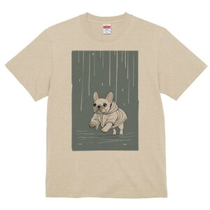 フレンチブルドッグ Tシャツ レディース 犬ファン 半袖 春夏 犬柄 プリント カジュアル かわいい 人間用 個性派 ここだけのデザイン 面白 雨 フレンチブルドッグ レインコート
