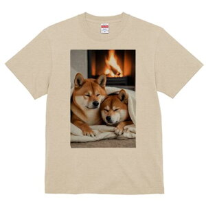 柴犬 Tシャツ レディース 犬ファン 半袖 春夏 犬柄 プリント カジュアル かわいい 人間用 個性派 ここだけのデザイン 面白 暖炉 柴犬 毛布 癒し 暖か