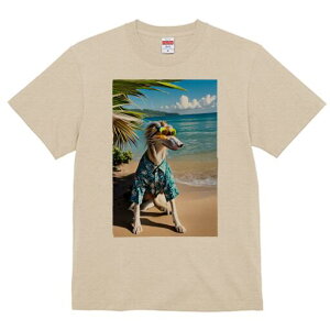 ボルゾイ Tシャツ レディース 犬ファン 半袖 春夏 犬柄 プリント カジュアル かわいい 人間用 個性派 ここだけのデザイン 面白 ビーチ ボルゾイ 海 砂浜 アロハシャツ