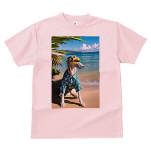 ボルゾイ Tシャツ レディース 犬ファン 半袖 春夏 犬柄 プリント カジュアル かわいい 人間用 個性派 ここだけのデザイン 面白 ビーチ ボルゾイ 海 砂浜 アロハシャツ