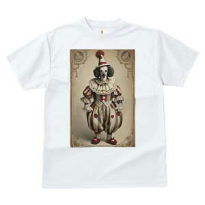 プードル Tシャツ レディース 犬ファン 半袖 春夏 犬柄 プリント カジュアル かわいい 人間用 個性派 ここだけのデザイン 面白 ピエロ プードル サーカス 衣装 帽子