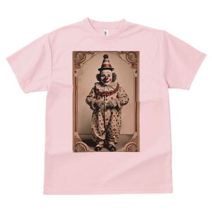 Tシャツ レディース 犬ファン 半袖 春夏 犬柄 プリント カジュアル かわいい 人間用 個性派 ここだけのデザイン 面白 ピエロ サーカス レトロ ヴィンテージ 衣装