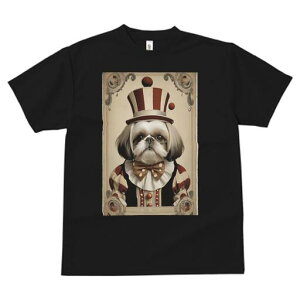 シーズー Tシャツ レディース 犬ファン 半袖 春夏 犬柄 プリント カジュアル かわいい 人間用 個性派 ここだけのデザイン 面白 帽子 シーズー サーカス ピエロ 衣装