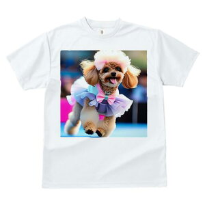 トイプードル Tシャツ レディース 犬ファン 半袖 春夏 犬柄 プリント カジュアル かわいい 人間用 個性派 ここだけのデザイン 面白 リボン トイプードル チュール ドレス 犬服