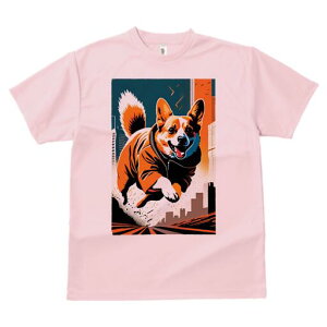 コーギー Tシャツ レディース 犬ファン 半袖 春夏 犬柄 プリント カジュアル かわいい 人間用 個性派 ここだけのデザイン 面白 都市 コーギー 建物 スタイル アート