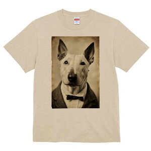 ブルテリア Tシャツ レディース 犬ファン 半袖 春夏 犬柄 プリント カジュアル かわいい 人間用 個性派 ここだけのデザイン 面白 蝶ネクタイ ブルテリア スーツ