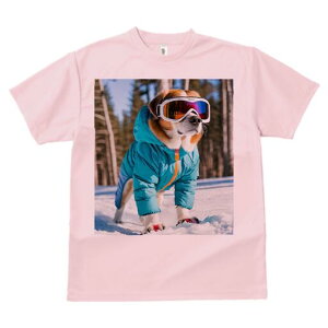 セントバーナード Tシャツ レディース 犬ファン 半袖 春夏 犬柄 プリント カジュアル かわいい 人間用 個性派 ここだけのデザイン 面白 スキーウェア セントバーナード スキーゴーグル 雪山
