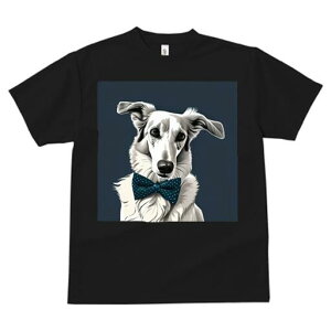 ボルゾイ Tシャツ レディース 犬ファン 半袖 春夏 犬柄 プリント カジュアル かわいい 人間用 個性派 ここだけのデザイン 面白 蝶ネクタイ ボルゾイ