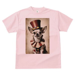 チワワ Tシャツ レディース 犬ファン 半袖 春夏 犬柄 プリント カジュアル かわいい 人間用 個性派 ここだけのデザイン 面白 帽子 チワワ サーカス ピエロ 衣装