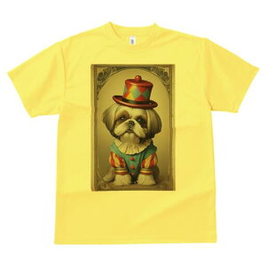 シーズー Tシャツ レディース 犬ファン 半袖 春夏 犬柄 プリント カジュアル かわいい 人間用 個性派 ここだけのデザイン 面白 サーカス シーズー ピエロ 帽子 衣装