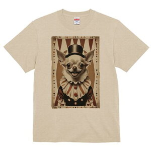 チワワ Tシャツ レディース 犬ファン 半袖 春夏 犬柄 プリント カジュアル かわいい 人間用 個性派 ここだけのデザイン 面白 サーカス チワワ ピエロ 帽子 衣装