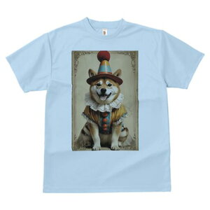 柴犬 Tシャツ レディース 犬ファン 半袖 春夏 犬柄 プリント カジュアル かわいい 人間用 個性派 ここだけのデザイン 面白 ピエロ 柴犬 サーカス 帽子 衣装