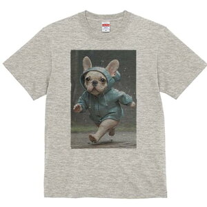 フレンチブルドッグ Tシャツ レディース 犬ファン 半袖 春夏 犬柄 プリント カジュアル かわいい 人間用 個性派 ここだけのデザイン 面白 雨 フレンチブルドッグ レインコート フード