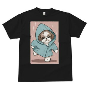 シーズー Tシャツ レディース 犬ファン 半袖 春夏 犬柄 プリント カジュアル かわいい 人間用 個性派 ここだけのデザイン 面白 レインコート シーズー 雨