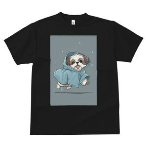 シーズー Tシャツ レディース 犬ファン 半袖 春夏 犬柄 プリント カジュアル かわいい 人間用 個性派 ここだけのデザイン 面白 雨 シーズー レインコート